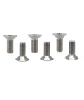 Sick Titanium Steering Wheel Bolts M5 X 12mm Six Piece Countersunk Flat Head Screw Kit displaying flat head screws.