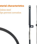 Close-up of stainless steel 11Ft Gen I Throttle And Shift Cable Replacement For Mercury Mariner Outboards SeaStar 600A Style 2 Piece Set