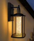 Modern LED Wall Sconce With Crystal Bubble Glass For Indoor Or Outdoor Use, 10W 540LM 3000K Warm White glowing on wall