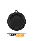 Front view: round black 50mm rubber diaphragm for water pressure valve, gas/water heater accessory