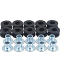 20 Piece M6 Motorcycle Grommets Bolts Kit For Side Panel Replacement Universal Fit Durable Hardware Set With M6 Threaded Grommets And Bolts For Quick Install And Easy Mounting, black rubber grommets and silver bolts