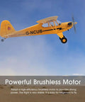 Yellow Upgrade 5 Channel RC Plane With 3D And 6G Gyro J3 Cub Style Airplane For Adults, flying over a desert landscape