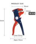 1 Piece Automatic Electric Wire Stripper Tool, Heavy Duty Cable Cutter And Nipper Pliers For Electricians, size measurements displayed.