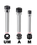 Heavy Duty ER Series Extension Rod For Milling Machines With Straight Shank Collet Adapter For C16 Tool Holder and Deep Machining Jobs to Handle Any Cutting Task, showing three sizes with collet nuts.
