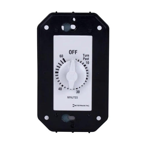 60 Minute In Wall Countdown Timer Switch For Auto Off Fans And Lights, Old School Spring Wound Mechanical Timer, White Finish