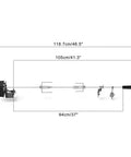 Universal Rotisserie Kit For Most 2 To 4 Burner Gas Grills With 32 To 42 Inches Five Sixteenth Inch Square Spit Rods Includes Three Rotisserie Spits And Counterbalance Designed For Easy Setup And Durable Stainless Components For Lasting Grilling; side view showing measurements.
