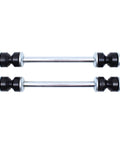 Pair of front sway bar end links with chrome rods, black bushings, and washers.