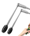GYHZ stainless steel 2-in-1 vegetable spiralizer and peeler set, 2 pieces, with black handles.