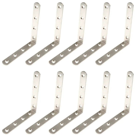 10 Pack L Shape Angle Corner Braces 125x125x20mm with Shelf Bracket Fasteners for Durable Furniture Frames, Anti Rust, 90 Degree Support