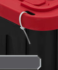 Heavy Duty 27 Gallon Storage Bin 2 Pack Large Plastic Container With Secure Snap On Lid Industrial Home Organization Tote Box close-up of red lid