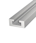 Close-up view of 24 Inch Aluminum Mini T Track For Jigs And Fixtures Pretty Dang Tough Shop Essential With No Sweat Setup Perfect For Workbenches Drill Press And Router Tables Made In USA.