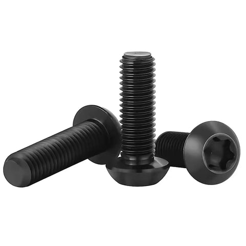 Top Notch Grade 10.9 Socket Bolts, Assorted Button Head Torx Screws With T25 Wrench, Fully Threaded M5 Machine Screws Set, Black Oxide Coated screws in various lengths.