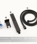 Solid Brass High Pressure Handheld Shower With Square Sprayer Head Anti Clogging Silicone Jets Sleek Matte Black Finish