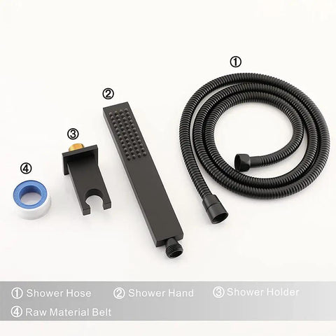 Solid Brass High Pressure Handheld Shower With Square Sprayer Head Anti Clogging Silicone Jets Sleek Matte Black Finish