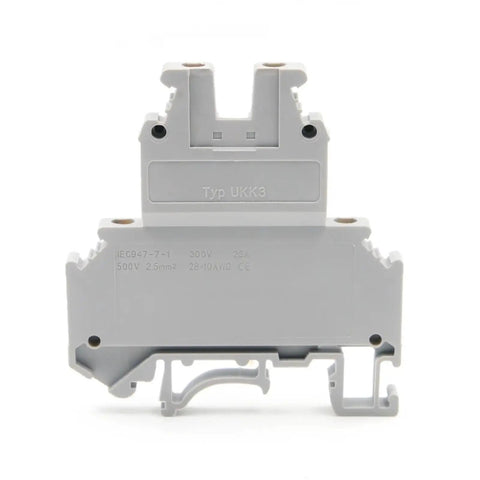 DIN Rail Terminal Block 10 Pack Double Deck Screw Clamp With Adjustable Pressure Spring Loaded Brass Contacts For 24 To 12 AWG Wire