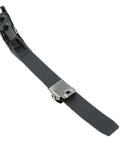 Replacement Buckle Clip Screw Set For Inline Skates, Adjustable PVC strap with attached metal buckle clip, angled view