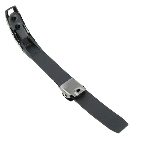 Replacement Buckle Clip Screw Set For Inline Skates, Adjustable PVC strap with attached metal buckle clip, angled view