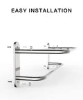 24 Inch Towel Rack With Top Shelf And Single Bar, Stainless Steel And Zinc Alloy Wall Mount Chrome Bathroom Accessory, Easy Installation