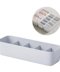 Stackable Plastic Underwear Storage Containers With Divided Compartments To Straighten Up Your Wardrobe Kick Clutter To The Curb Keeping Socks Bras Neck Ties Squeaky Fresh, grey organizer for small items.
