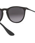 Back view of Erika Round Sunglasses With Low Bridge Fit Rubber Black And Light Grey Gradient Lenses 57mm Women Fashion Shades For All Day Wear UV Protection Iconic 90s Inspired Sunnies.