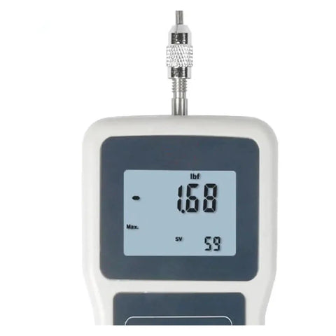 Push Pull Tension Meter With Digital Display No Guesswork Multi Unit Readout N Kg Lb G Peak Hold Auto Power Off Battery Or 6V DC Power White Finish Essential Tool For Precision Force Testing And Compression Trials, white handheld meter with lbf reading