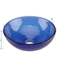 Blue Glass Vessel Sink Round Bathroom Vanity Bowl With Tempered Glass Shatter Resistant Construction, 12 inch diameter