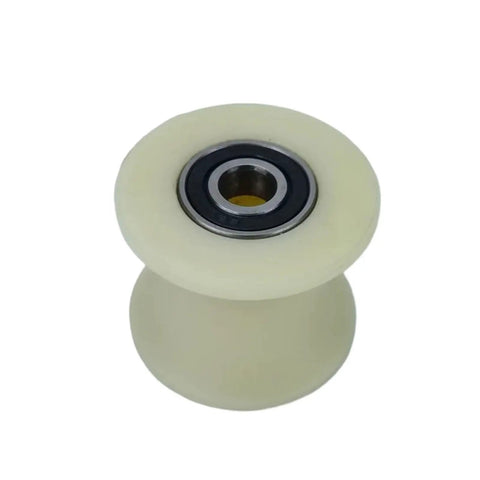 Heavy Duty U Groove Gate Wheels With Double Bearings Buttery Smooth Nylon Track Rollers close-up view of a durable nylon wheel.