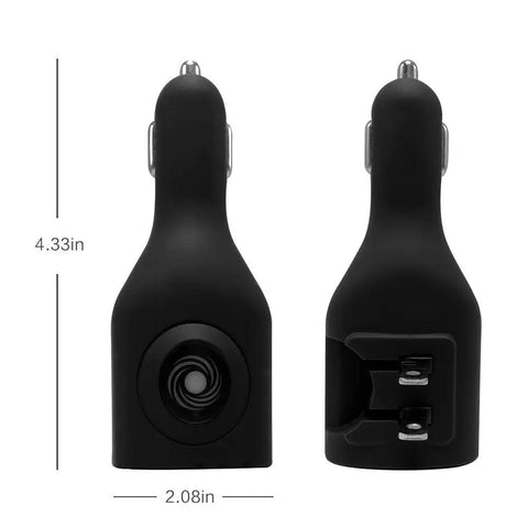 Straight Up Game Changer 2 Pack Dual USB Car Charger With Foldable Wall Adapter Portable Quick Charge Hub side view with measurements.