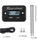 Inductive Hour Meter For Gas Engines And Generators, Mowers, Waterproof Black Gauge with wire, screws, zip ties.