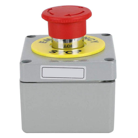 Red Emergency Stop Push Button Switch 22mm Aluminum Enclosure Normally Closed Momentary Stop Button Industrial Control Station IP66