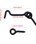 2 Inch Heavy Duty Iron Hook And Eye Latch Set In Black, measuring 50mm hook, 3.2mm eye, with dimensions labeled for barn doors.