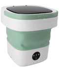 Super Portable 12L Mini Washing Machine And Foldable Spin Dryer, lightweight green and white unit for easy travel and compact storage.