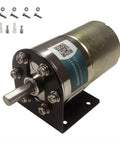 Low Speed 12V DC Geared Motor With 37mm Gearbox And Mounting Bracket, 10 RPM Output, 11.7 kgf cm Torque, includes mounting kit