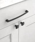 7 Inch Matte Black Kitchen Cabinet Handles, 6 Pack, Heavy Duty Metal Pulls, Rust Proof And Easy Install, Modern Cabinet Hardware For Kitchen And Bathroom Drawers And Doors on white cabinet
