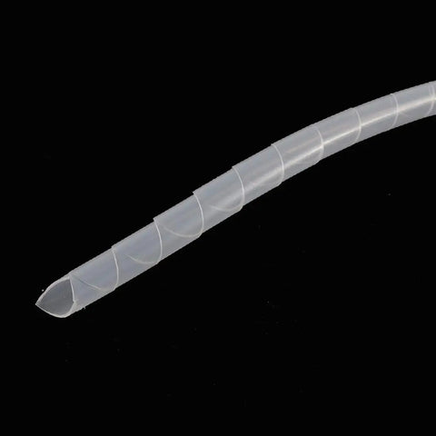 Close-up of Spiral Cable Wrap Band 12 Meter For Computer And TV Wires Neat AF Tidy Cable Organizer Wrap in white plastic