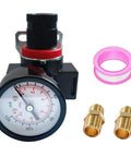 Three Eighth Inch NPT Air Pressure Regulator With Gauge 0 To 145 PSI For Compressor, High Flow 106 SCFM, Adjustable Pressure Control