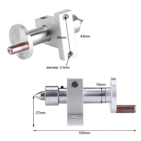 Heavy Duty Wood Lathe Live Center For Mini Lathe Machines; dual bearing design, metal construction, size dimensions shown.