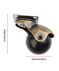 Four Pack Of 1.5 Inch Gold Ball Caster Wheels For Sofas And Ottomans Featuring Smooth 360 Degree Swivel Casters side view with dimensions.