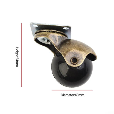 Four Pack Of 1.5 Inch Gold Ball Caster Wheels For Sofas And Ottomans Featuring Smooth 360 Degree Swivel Casters side view with dimensions.