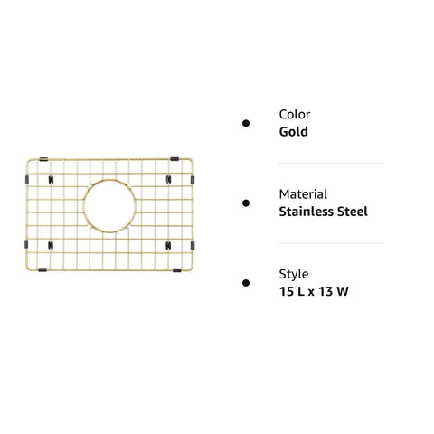 Matte Gold 304 Stainless Steel Sink Bottom Grid Rack For 15 X 13 Inch Sinks, Heavy Duty Kitchen Sink Protector, Anti Scratch