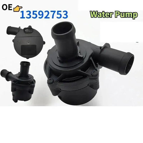 Solid Electric Water Pump For Buick Chevy Bolt Smooth Engine Cooling 12 Volt Plug And Play Replacement 13592753 close-up with fittings