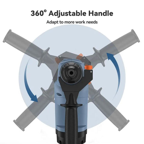 360-degree adjustable handle on Beast Mode Heavy Duty Rotary Hammer Drill 12.5 Amp With One And A Quarter Inch SDS Plus