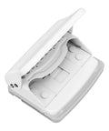 Top view of Manual 10 Hole Punch for Loose Leaf Paper A4 to A6 and B5 Sizes, 10 Sheets Capacity, featuring a sturdy metal body with flip tray