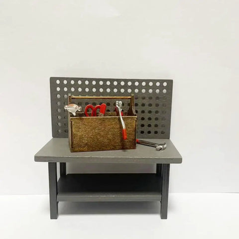 One To Twelve Scale Wooden Dollhouse Workbench With Tools And Accessories For Miniature Dioramas Garage And Garden Furniture Kit