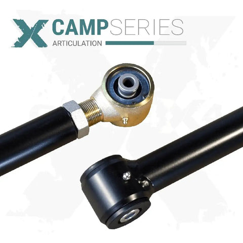 Close-up of the Beefed-Up 4X4 Camp Series Rear Adjustable Control Arm And Track Bar Kit for Toyota 4Runner 03-24, charcoal finish.