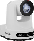 Straight Fire Bundle Featuring Five 4K PTZ Cameras With 20x Optical Zoom And SDI HDMI USB IP Support Plus One Smooth Joystick Controller And Five White Wall Mounts For Streamers, close-up view of PTZ camera.