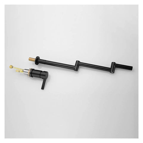 Faucet, Desk Mounted 360 Rotate Foldable Basin Faucet Mixer Hot and Cold Sink Tap Rotate Folding Spout Kitchen Matter Black,Black Color-R in black finish with a stylish design.