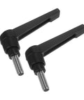 Pair of Clamping Lever Handles 304 Stainless Steel M6 X 15mm Threaded Male Stud Black Finish