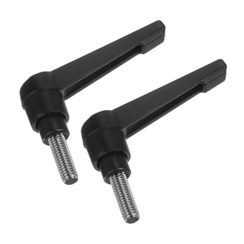 Pair of Clamping Lever Handles 304 Stainless Steel M6 X 15mm Threaded Male Stud Black Finish