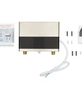 Slick 4000W Tankless Mini Electric Water Heater Featuring Constant Temperature Technology And Convenient Wireless Remote Control, components and installation guide.